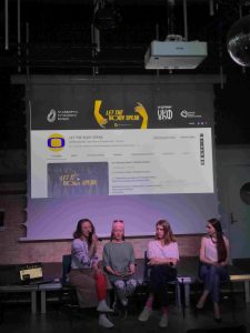 Вікторія Хорошилова - менеджерка з комунікацій проєкту Говори тілом/Let the Body Speak, Анастасія Лойко - художниця, музична журналістака Олена Погоченкова, хореографка та танцівниця - Анастасія Краснощока.