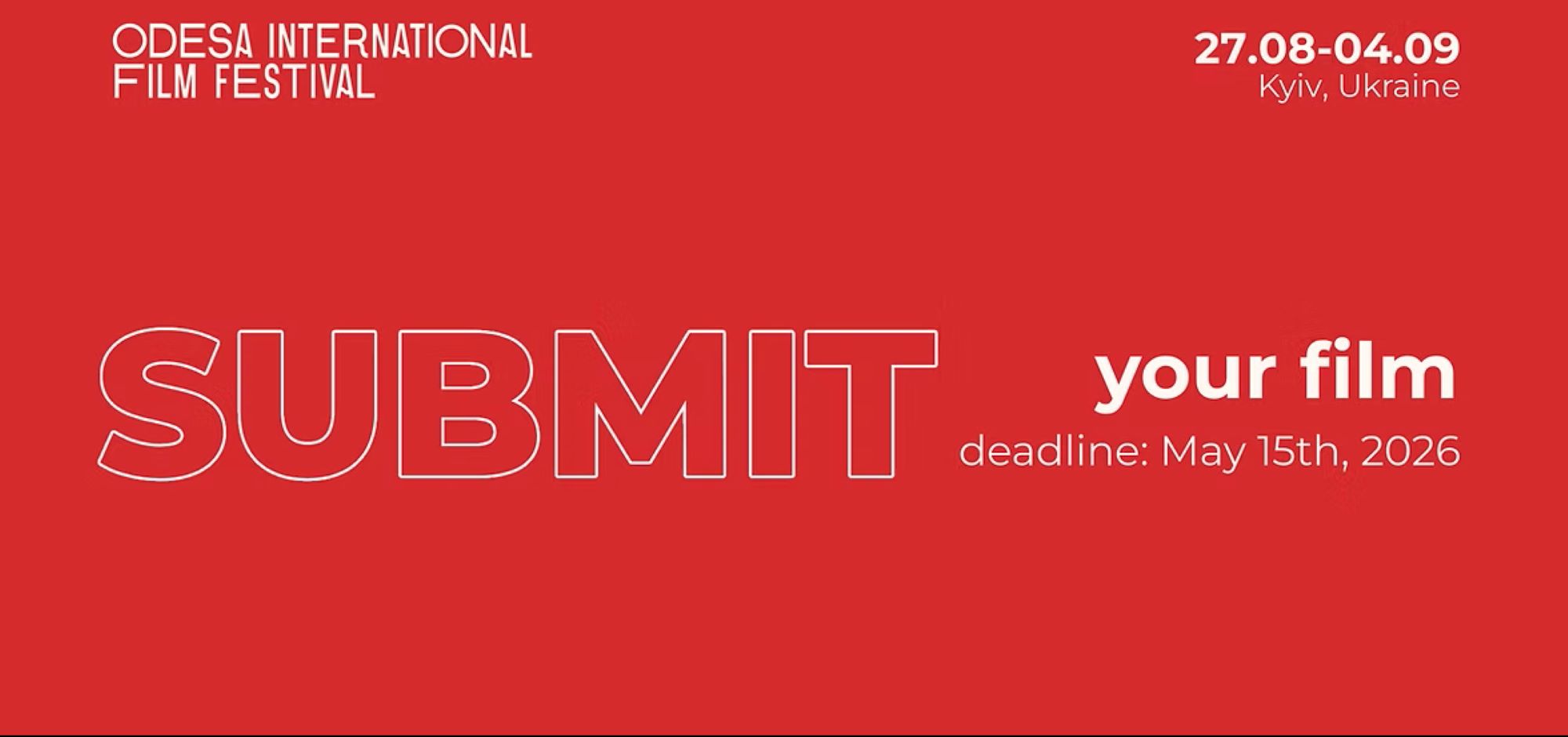 17-й Одеський міжнародний кінофестиваль оголошує дати проведення і відкриває прийом фільмів